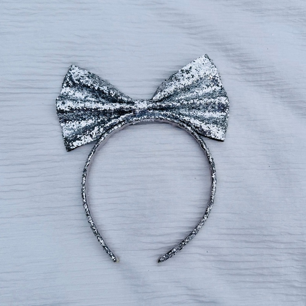 Silver Sequin Bow Headband